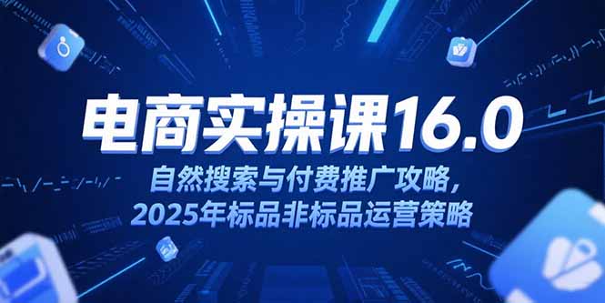 淘宝电商运营课16.0，自然搜索与付费推广攻略，2025年标品非标品运营策略-Ai创业网