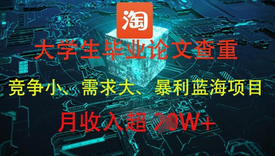 大学生毕业论文查重，暴利蓝海项目，月收入过1W+-Ai创业网