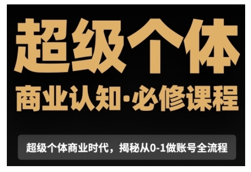超级个体商业认知觉醒视频课，商业认知·必修课程揭秘从0-1账号全流程-Ai创业网