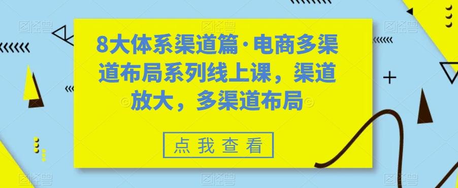 8大体系渠道篇·电商多渠道布局系列线上课，渠道放大，多渠道布局-Ai创业网