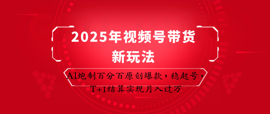 2025年视频号带货新玩法：AI炮制百分百原创爆款，稳起号，T+1结算实现月入过万-Ai创业网