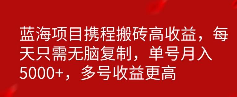 携程搬砖项目，只需每天无脑复制，月入5000+-Ai创业网