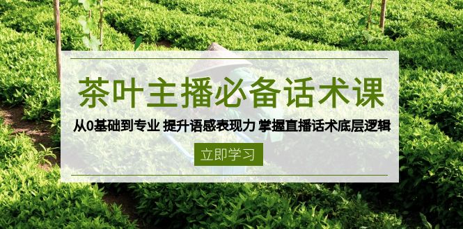 茶叶 主播必备话术课 从0基础到专业 提升语感表现力 掌握直播话术底层逻辑-Ai创业网