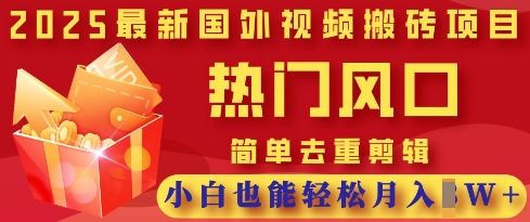 2025最新视频搬砖项目，热门风口，简单去重剪辑，小白也能轻松月入过W-Ai创业网