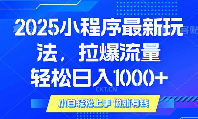 2025年小程序最新玩法，流量直接拉爆，单日稳定变现1000+-Ai创业网