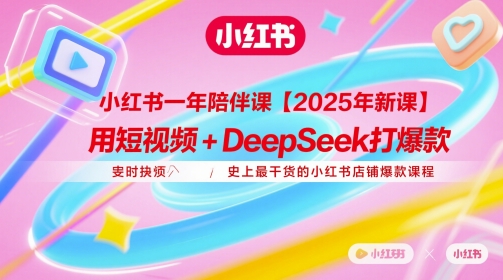小红书一年陪伴课【2025年新课】，用短视频+deepSeek打爆款，史上最干货的小红书店铺爆款课程-Ai创业网