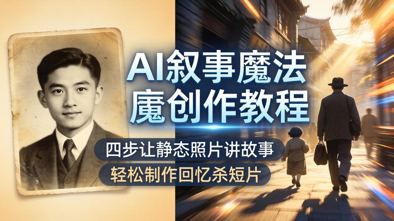 AI叙事魔法创作教程，四步让静态照片讲故事，老照片修复加动态特效，轻松制作回忆杀短片-Ai创业网