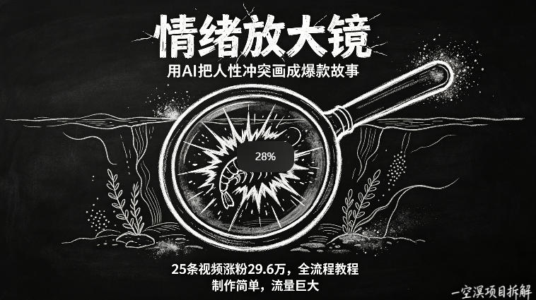 AI制作“情绪放大镜“视频，25条视频涨粉29.6W粉，流量巨大，制作简单，全流程教程-Ai创业网
