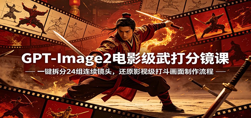 GPT-Image2电影级武打分镜课：一键拆分24组连续镜头，还原影视级打斗画面制作流程-Ai创业网
