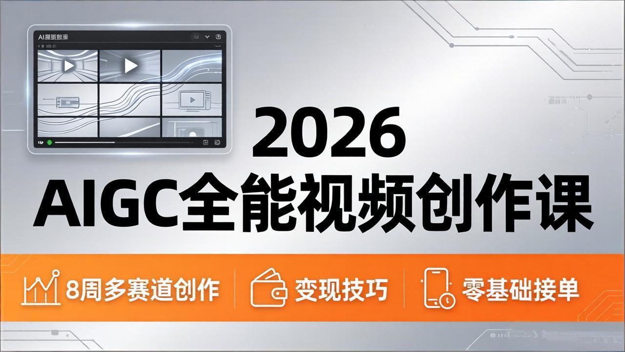 2026AIGC全能视频创作课，8周吃透多赛道创作+变现，零基础也能高效出片接单-Ai创业网