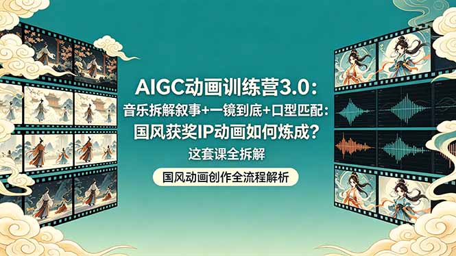 AIGC动画训练营3.0：音乐拆解叙事+一镜到底+口型匹配：国风获奖IP动画如何炼成？这套课全拆解-Ai创业网