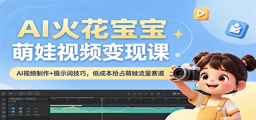 AI火花宝宝萌娃视频变现课：AI视频制作+提示词技巧，低成本抢占萌娃流量赛道-Ai创业网