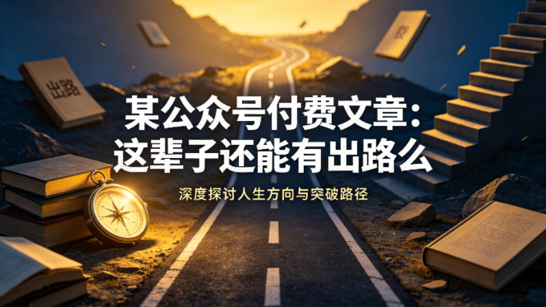某公众号付费文章：这辈子还能有出路么-Ai创业网
