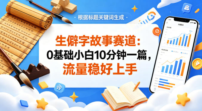 公众号流量主——生僻字故事赛道，流量稳，好上手，0基础小白也能10分钟一篇-Ai创业网