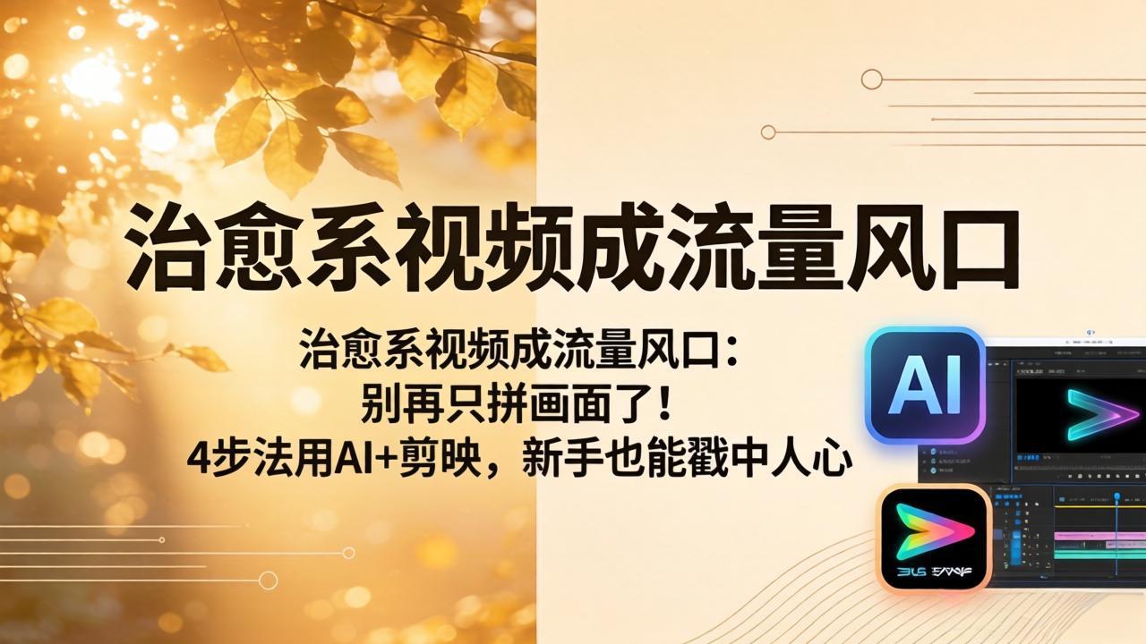 治愈系视频成流量风口：别再只拼画面了！4步法用AI+剪映，新手也能戳中人心-Ai创业网