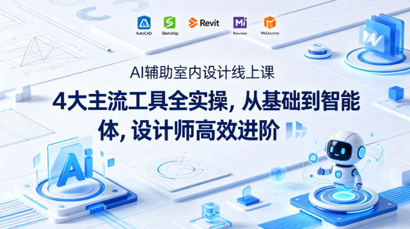 AI辅助室内设计线上课｜4大主流工具全实操，从基础到智能体，设计师高效进阶-Ai创业网