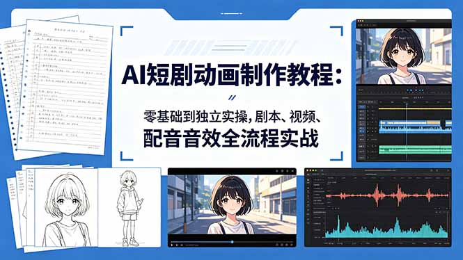 AI短剧动画制作教程：零基础到独立实操，剧本、视频、配音音效全流程实战-Ai创业网