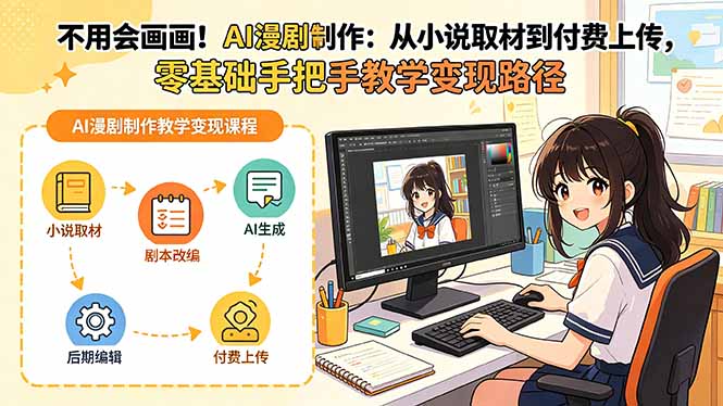 不用会画画！AI漫剧制作：从小说取材到付费上传，零基础手把手教学变现路径-Ai创业网