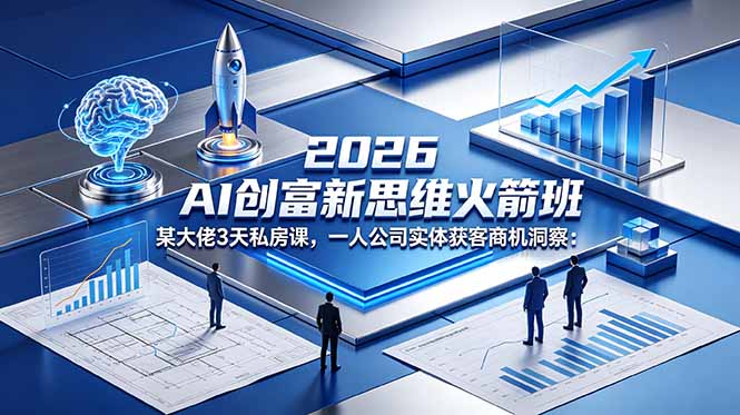 2026 AI 创富新思维火箭班：某大佬3天私房课，一人公司实体获客商机洞察-Ai创业网