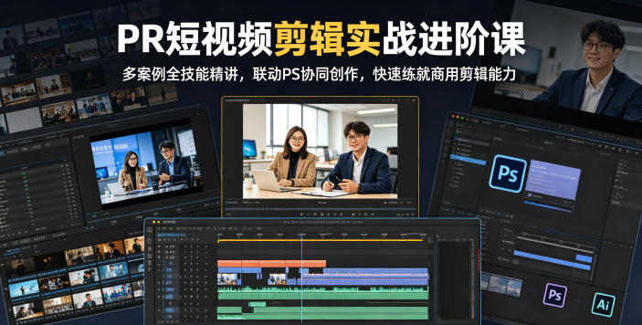 PR短视频剪辑实战进阶课，多案例全技能精讲，联动PS协同创作，快速练就商用剪辑能力-Ai创业网