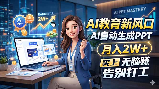 AI教育新风口，AI自动生成PPT，月入2W+，无脑赚，告别打工-Ai创业网