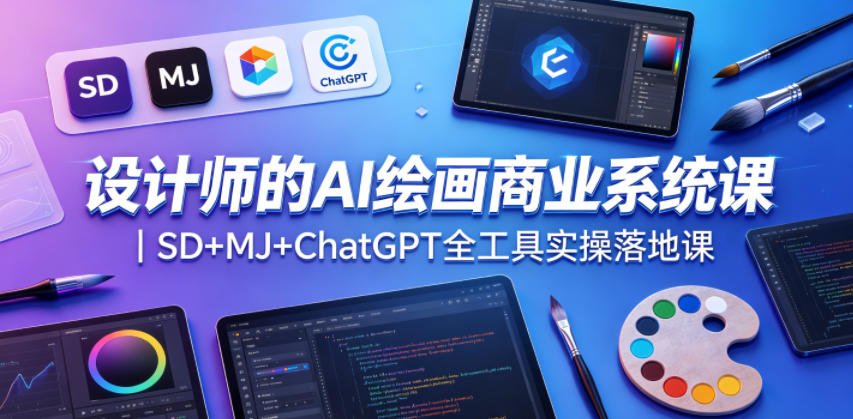 设计师的AI绘画商业系统课｜SD+MJ+ChatGPT全工具实操落地课-Ai创业网