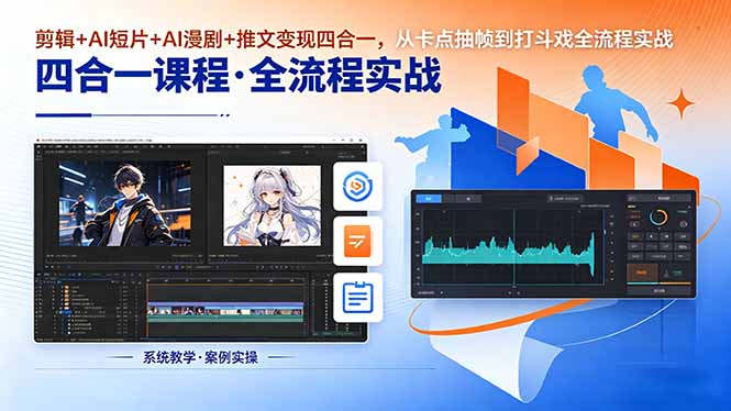 剪辑+AI短片+AI漫剧+推文变现四合一，从卡点抽帧到打斗戏全流程实战-Ai创业网