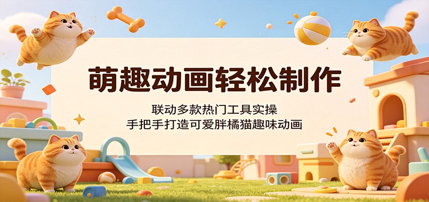 萌趣动画轻松制作，联动多款热门工具实操，手把手打造可爱胖橘猫趣味动画-Ai创业网
