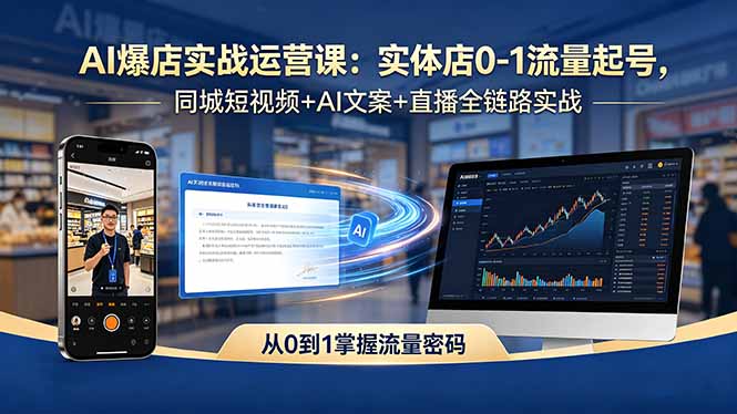 AI爆店实战运营课：实体店0-1流量起号，同城短视频+AI文案+直播全链路实战-Ai创业网