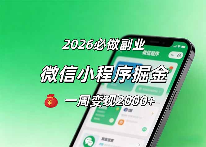 2026微信小程序掘金，简单好上手，一周变现2000+-Ai创业网