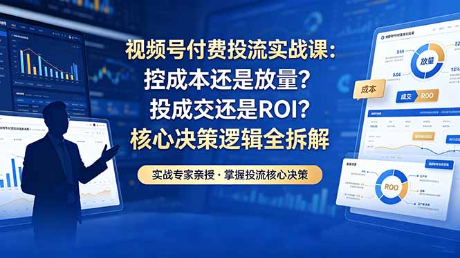 视频号付费投流实战课-5月：控成本还是放量？投成交还是ROI？核心决策逻辑全拆解-Ai创业网