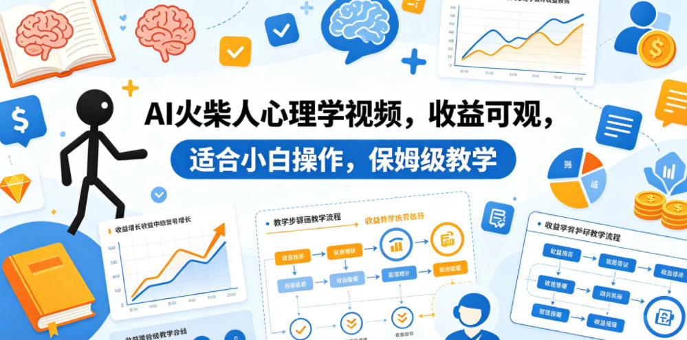 AI火柴人心理学视频，收益可观，适合小白操作，保姆级教学-Ai创业网