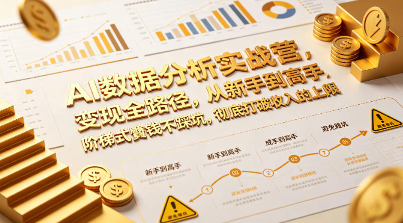 AI数据分析实战营，变现全路径，从新手到高手，阶梯式賺钱不踩坑，彻底打破收入的上限-Ai创业网