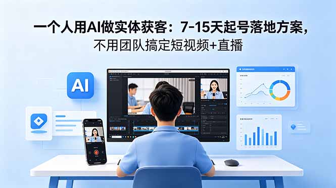 一个人用AI做实体获客：7-15天起号落地方案，不用团队搞定短视频+直播-Ai创业网