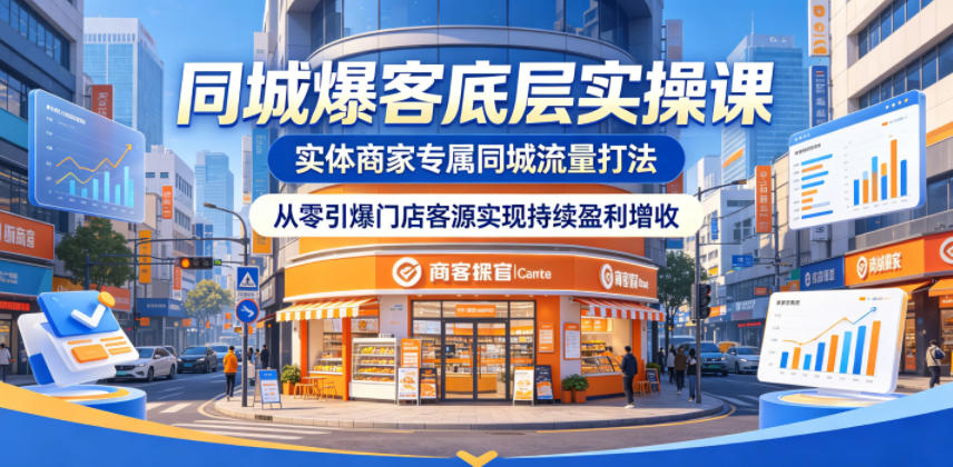 同城爆客底层实操课，实体商家专属同城流量打法，从零引爆门店客源实现持续盈利增收-Ai创业网