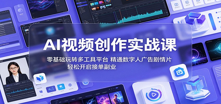 AI视频创作实战课：零基础玩转多工具平台，精通数字人广告、剧情片，轻松开启接单副业-Ai创业网