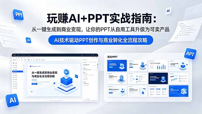 玩赚AI+PPT实战指南-更新5月13：从一键生成到商业变现，让你的PPT从自用工具升级为可卖产品-Ai创业网