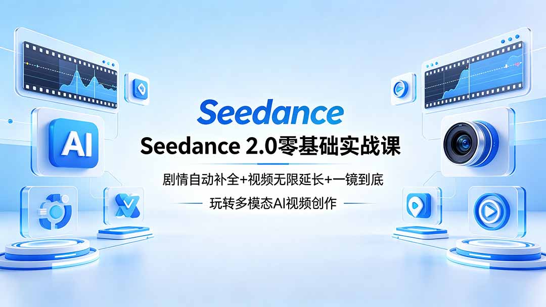 Seedance 2.0零基础实战课：剧情自动补全+视频无限延长+一镜到底：玩转多模态AI视频创作-Ai创业网