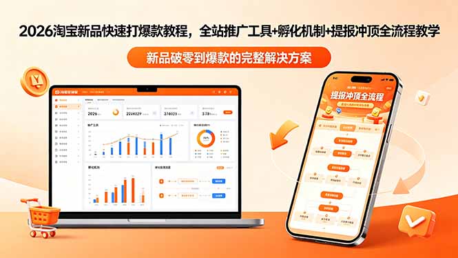 2026淘宝新品快速打爆款教程-更新，全站推广工具+孵化机制+提报冲顶全流程教学-Ai创业网