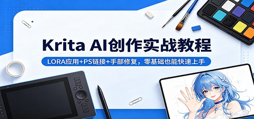 Krita AI创作实战教程：LORA应用+PS链接+手部修复，零基础也能快速上手-Ai创业网