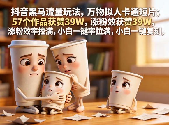 抖音黑马流量玩法，万物拟人卡通短片，57个作品获赞39W，涨粉效率拉满，小白一键复刻，保姆级拆解-Ai创业网