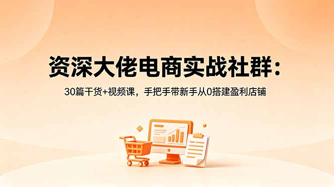 资深大佬电商实战社群：30篇干货+视频课，手把手带新手从0搭建盈利店铺-Ai创业网