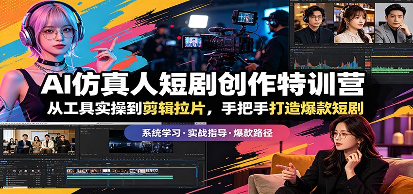 AI仿真人短剧创作特训营：从工具实操到剪辑拉片，手把手打造爆款短剧-Ai创业网