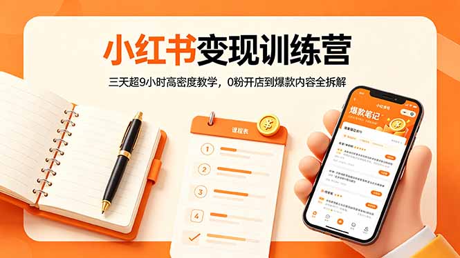 小红书变现训练营：三天超9小时高密度教学，0粉开店到爆款内容全拆解-Ai创业网