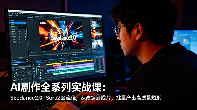 AI剧作全系列实战课：Seedance2.0+Sora2全流程，从改编到成片，批量产出高质量短剧-Ai创业网
