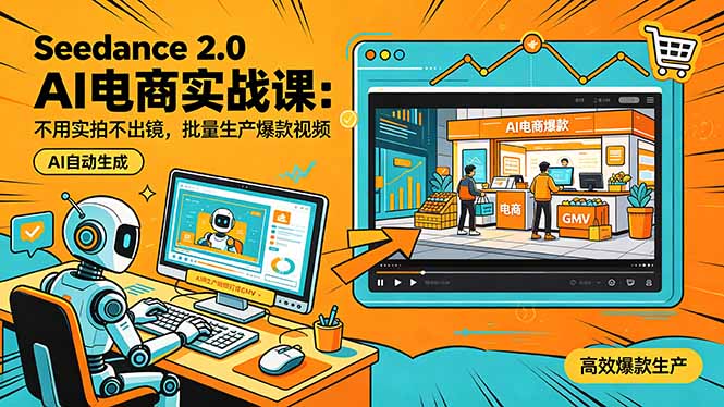 Seedance 2.0 AI电商实战课：不用实拍不出镜，批量生产爆款视频打爆GMV-Ai创业网