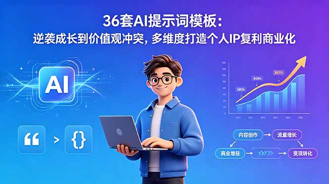 36套AI提示词模板：逆袭成长到价值观冲突，多维度打造个人IP复利商业化-Ai创业网