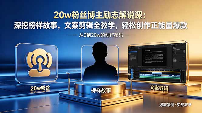 20w粉丝博主励志解说课：深挖榜样故事，文案剪辑全教学，轻松创作正能量爆款-Ai创业网