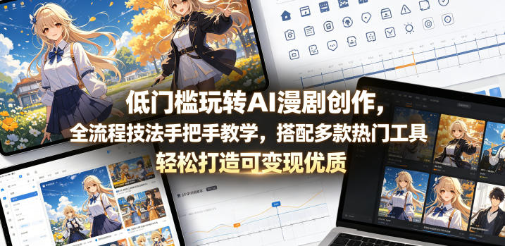 低门槛玩转AI漫剧创作，全流程技法手把手教学，搭配多款热门工具，轻松打造可变现优质作品-Ai创业网