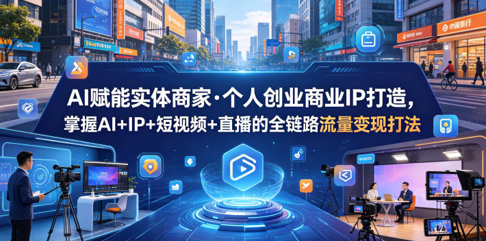 AI赋能实体商家·个人创业商业IP打造，掌握AI+IP+短视频+直播的全链路流量变现打法-Ai创业网